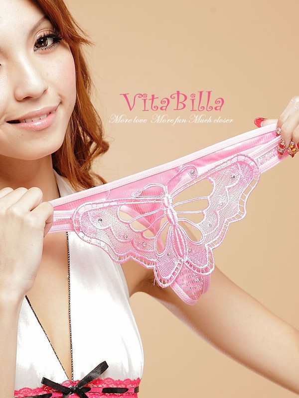 エロ下着の通販商品：蝶柄Tバック1502ピンク・イメージ写真２