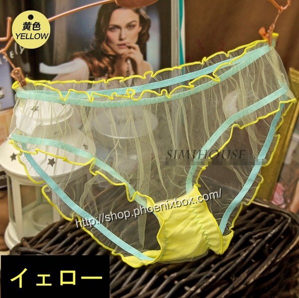 エロ下着の通販商品：フルバックのメッシュ素材ショーツM1153・黄色・イメージ写真